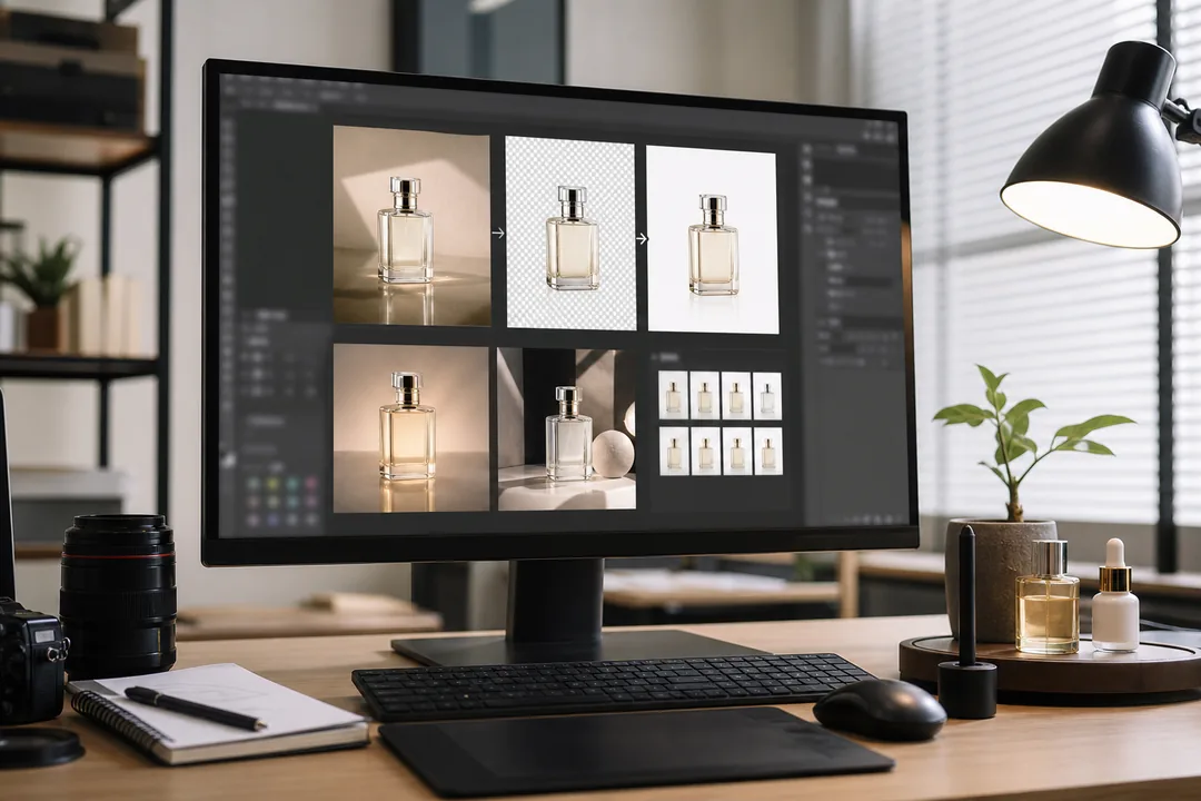 Photoshop插件 在核心操作流程：从导入图片到出图场景下的工作示意